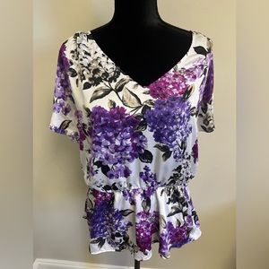 Purple and White Blouse - L